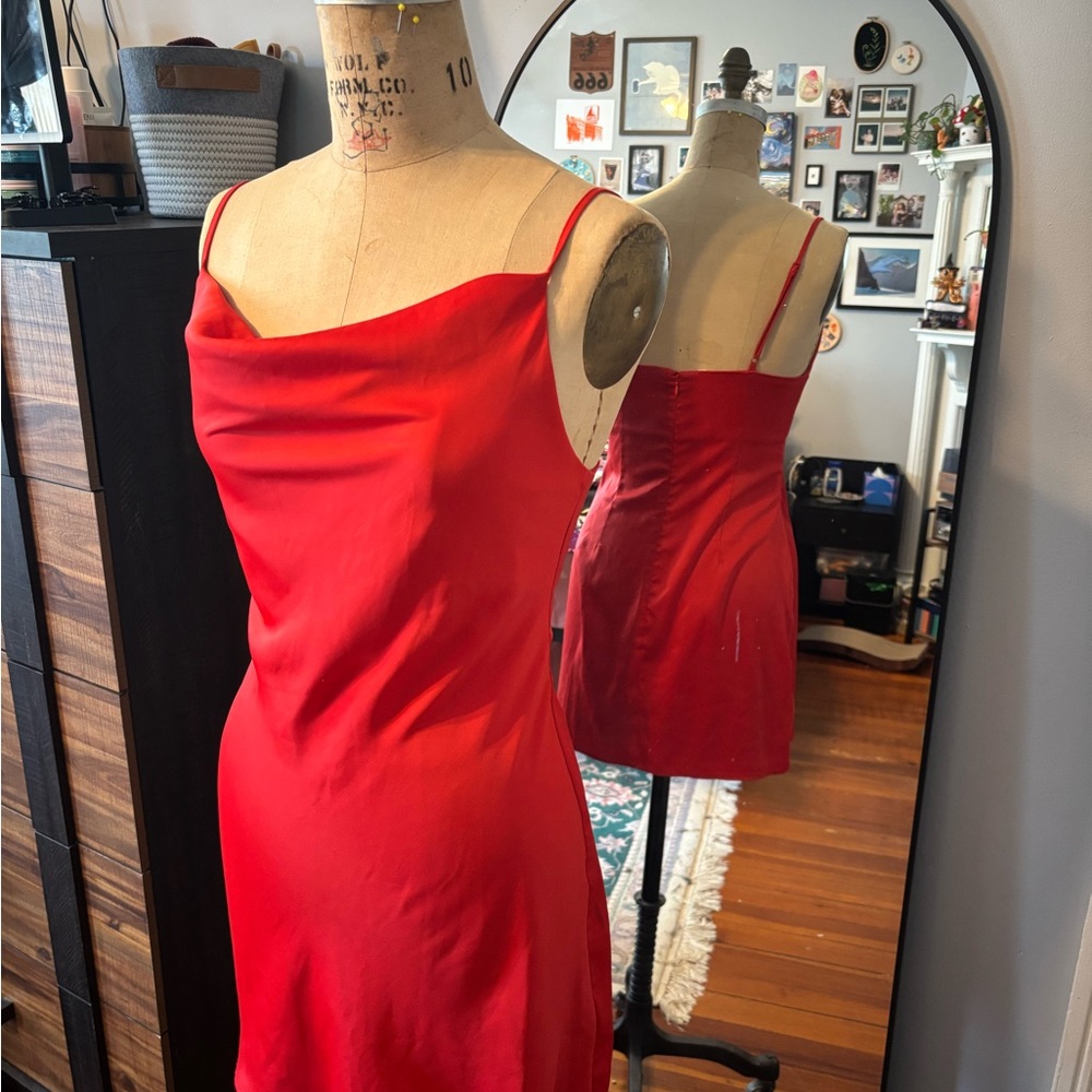 Urban Outfitters Red Silky Slip Dress